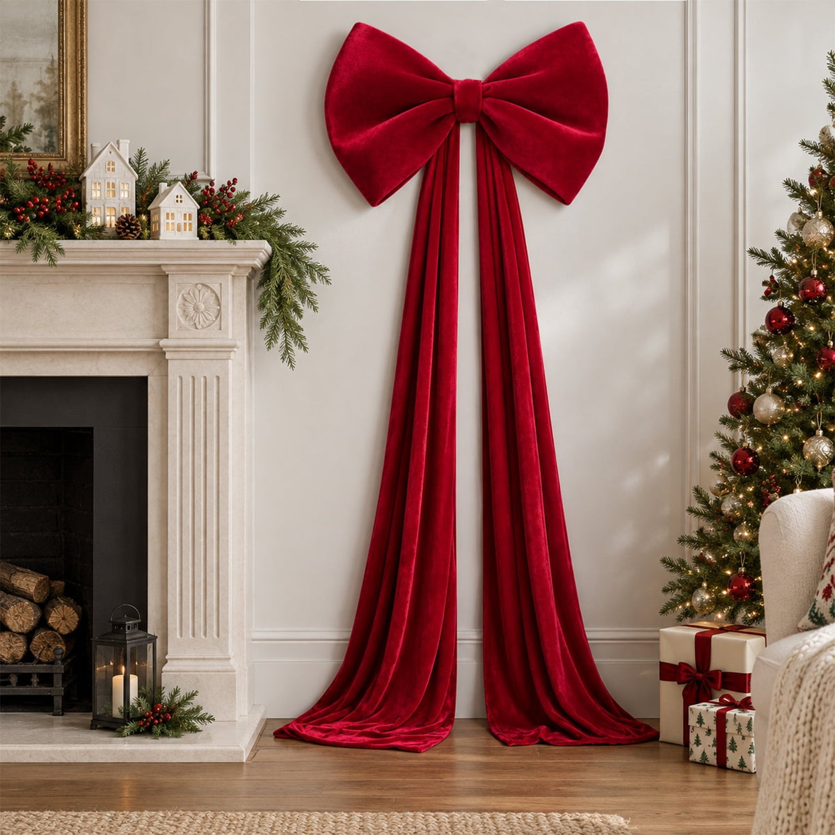 Velvet Christmas Tree Topper Bow, Large Bow for Christmas Tree Decorations