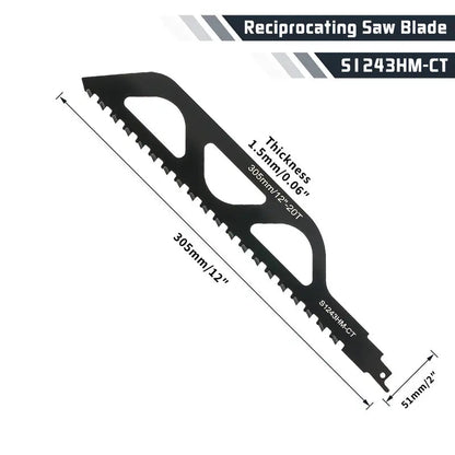 🧱🪚 12' Carbide Masonry Reciprocating Saw Blade – 2 TPI Heavy-Duty Brick & Block Cutting Blade 🔧