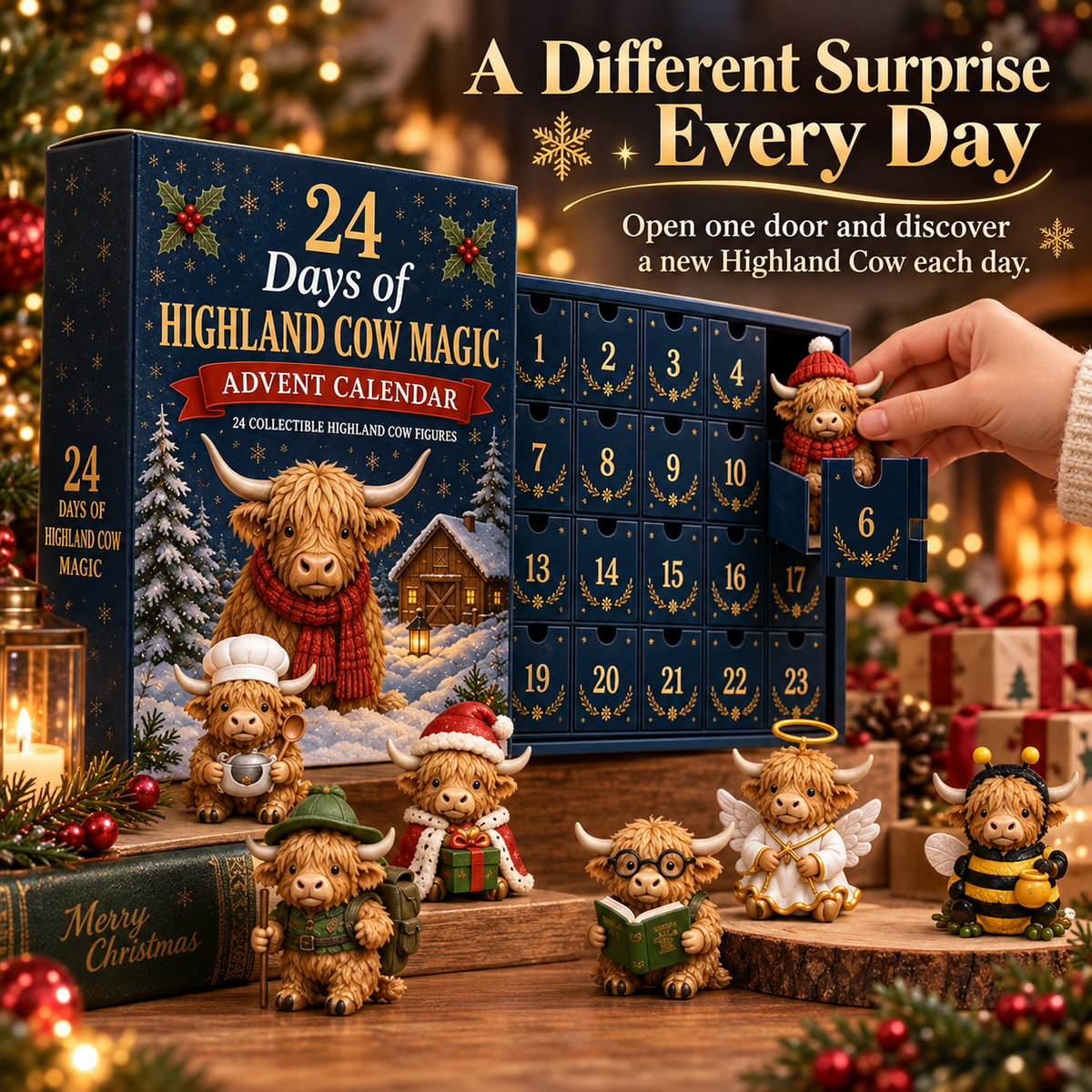 🐮 24 Days of Highland Cow Magic Advent Calendar – 24 Unique Cow Surprises
