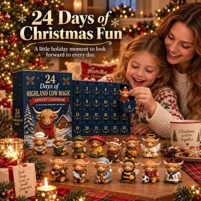 🐮 24 Days of Highland Cow Magic Advent Calendar – 24 Unique Cow Surprises