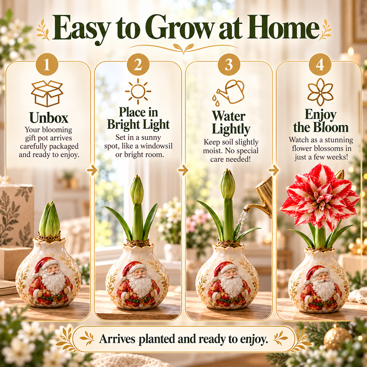 🌱Grow Your Own Amaryllis – Blooming Gift Pot with Decorative Animal Vase
