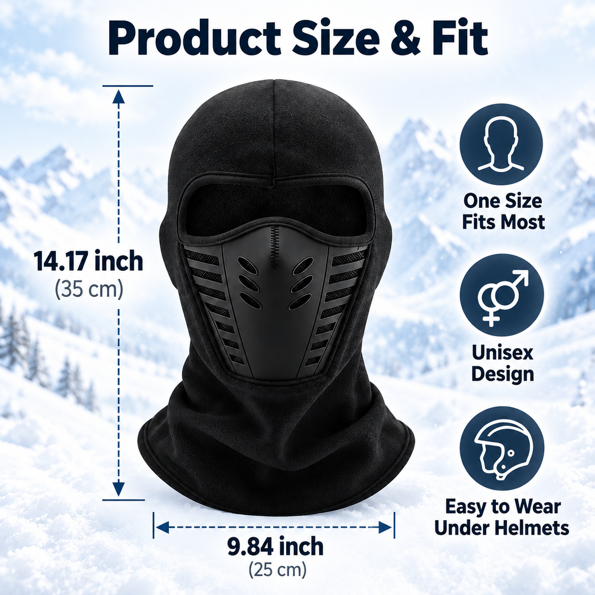 Thermal Full Face Balaclava Ski Mask – Fleece Winter Face Cover with 3D Breathable Mouthpiece for Skiing, Riding & Outdoor Use
