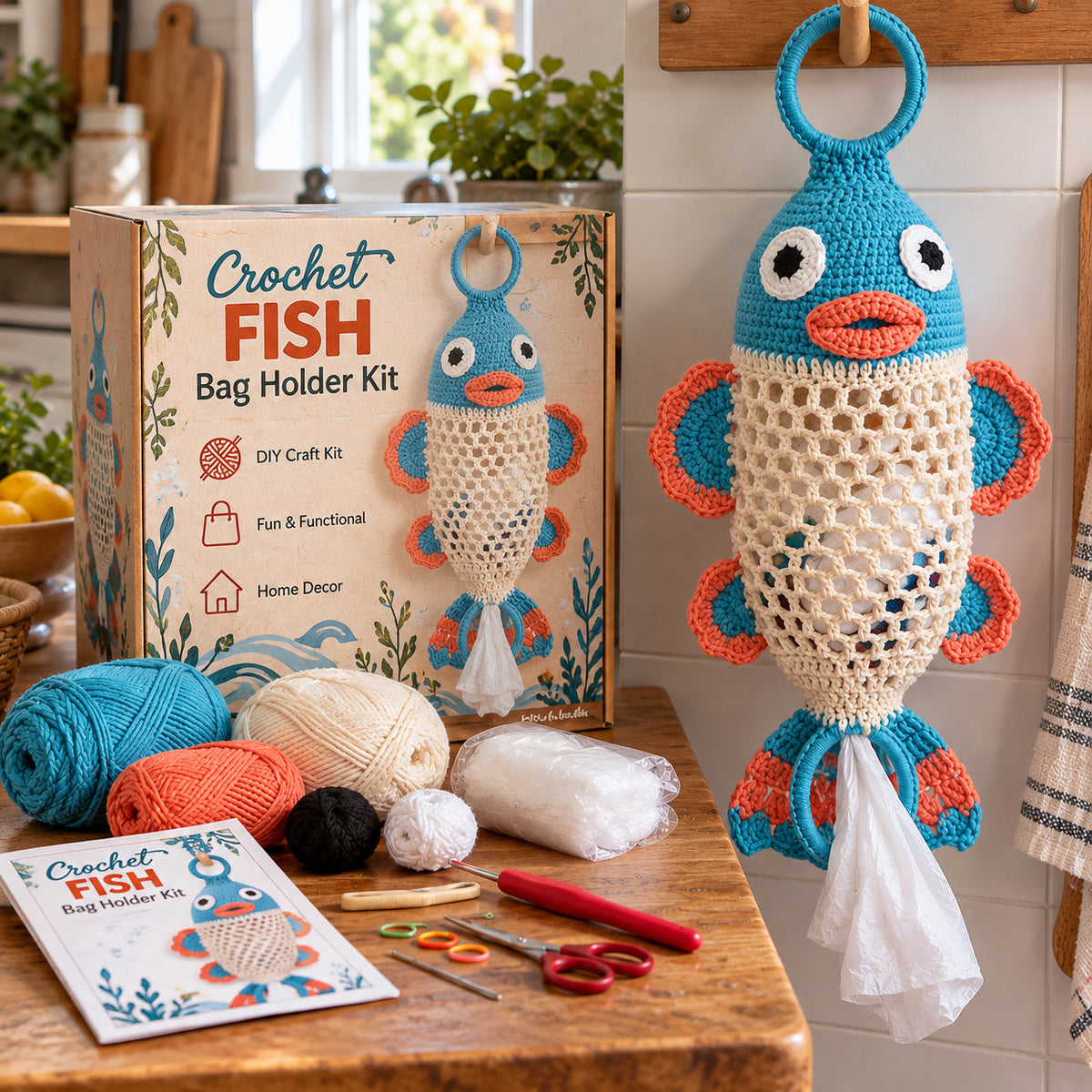 Crochet Animal Bag Holder DIY Kit – Cute & Functional Hanging Storage Craft Kit