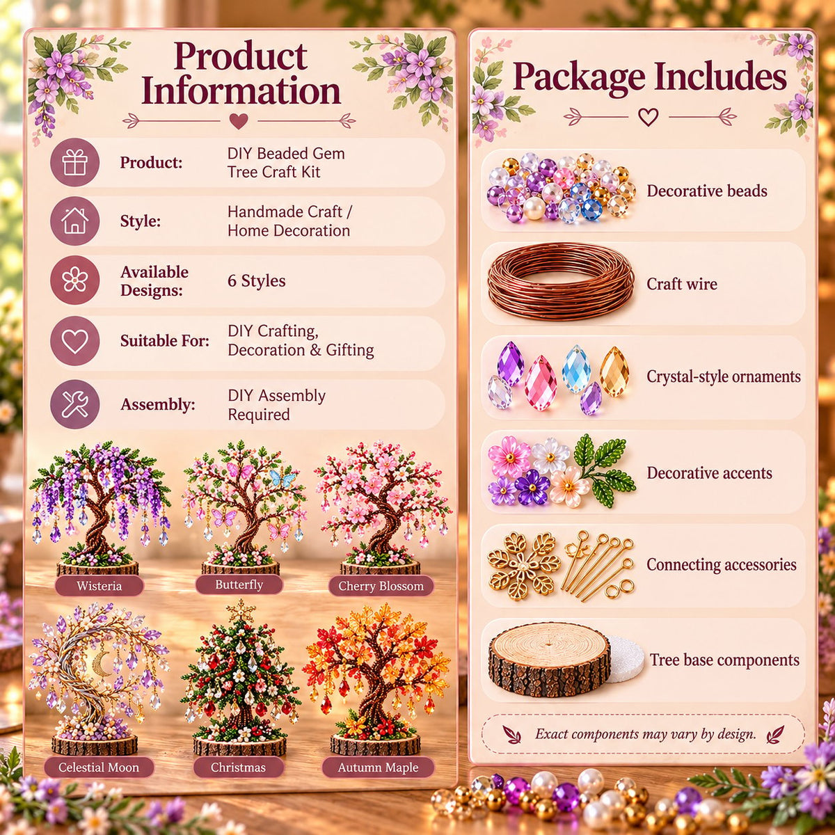 DIY Beaded Gem Tree Craft Kit – Handmade Crystal Tree Home Decor