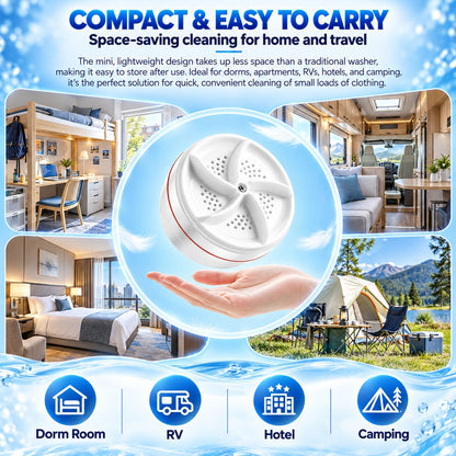 Portable Mini Ultrasonic Spiral Washing Machine