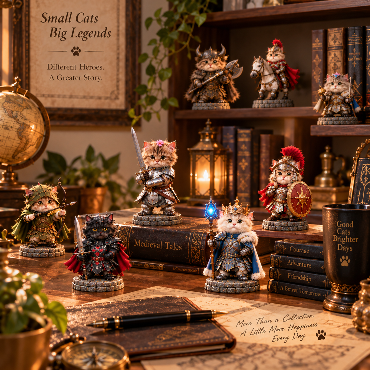 ⚔️🐱 24 Days of Knight Cats Advent Calendar | 24 Fantasy Cat Figures