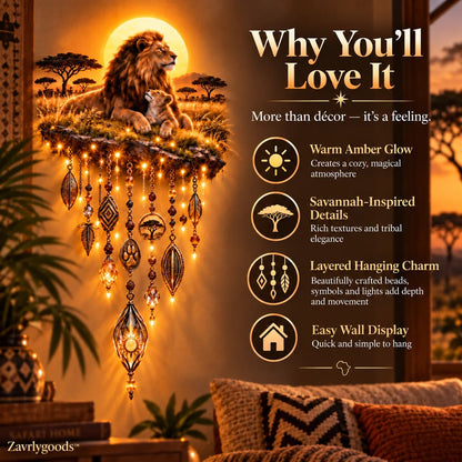 Majestic Savannah Family Glow™ – Lion & Cub Illuminated Wall Decor