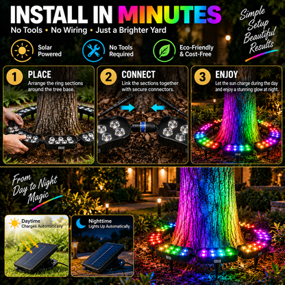 🌈 Solar RGB Tree Ring Light – 7-Color Outdoor Landscape Uplighting