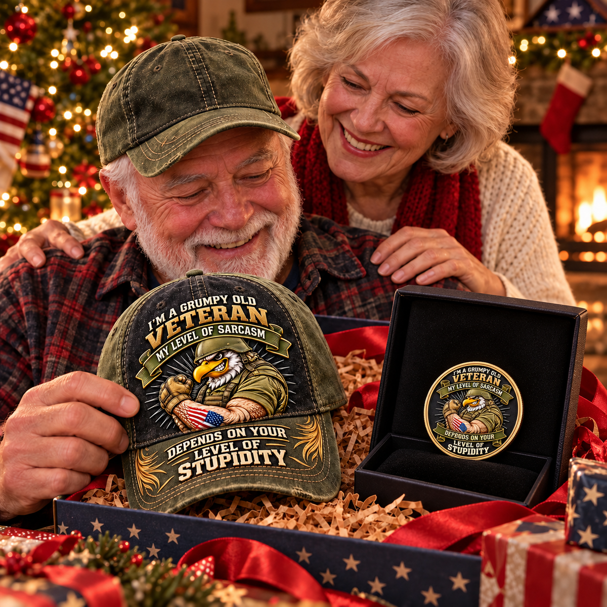 🇺🇸 Grumpy Old Veteran Eagle Cap 🦅 – FREE Commemorative Coin Included! 🎁
