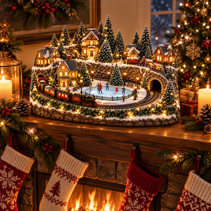 🔥 LAST DAY 49% OFF 🔥 Animated Holiday Train & Ice Rink Scene ✨