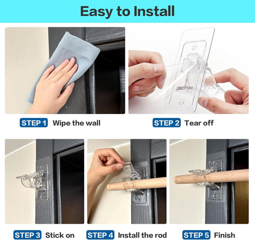🏡✨ No-Drill Curtain Rod Brackets – Self-Adhesive Wall Mount Holders for Easy Window Decorating 🪟