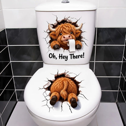 😂 Bathroom Buddies – Funny 3D Illusion Toilet Sticker Set | Removable 3D Illusion Stickers for Funny Bathroom Decor & Gag Gifts 🦝