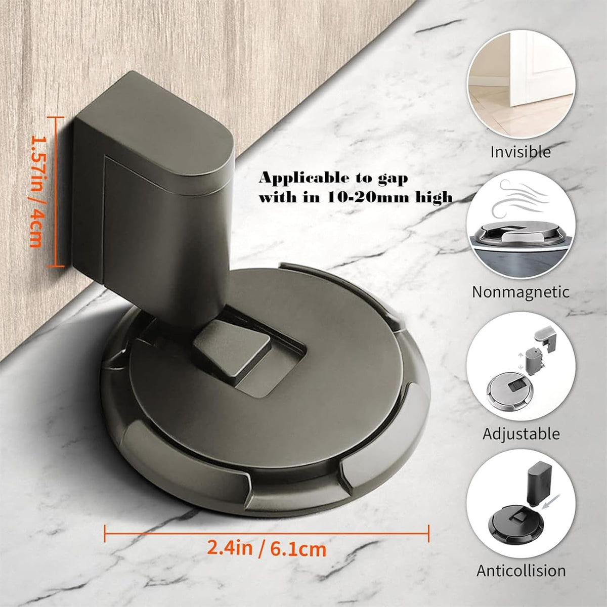 Adjustable Push-to-Hold Door Stopper | Skip the Wedge