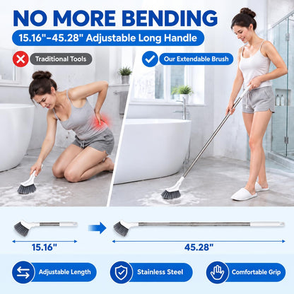 🔥Hot Sale 49% Off🔥Adjustable Length Stainless Steel Telescopic Long Handle Crevice Cleaning Brush 🧹