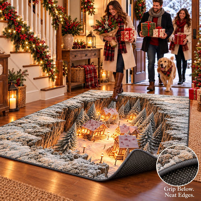 ✨Optical Illusion Christmas Scene Rug | Bring A Hidden Winter Village To Your Floor✨