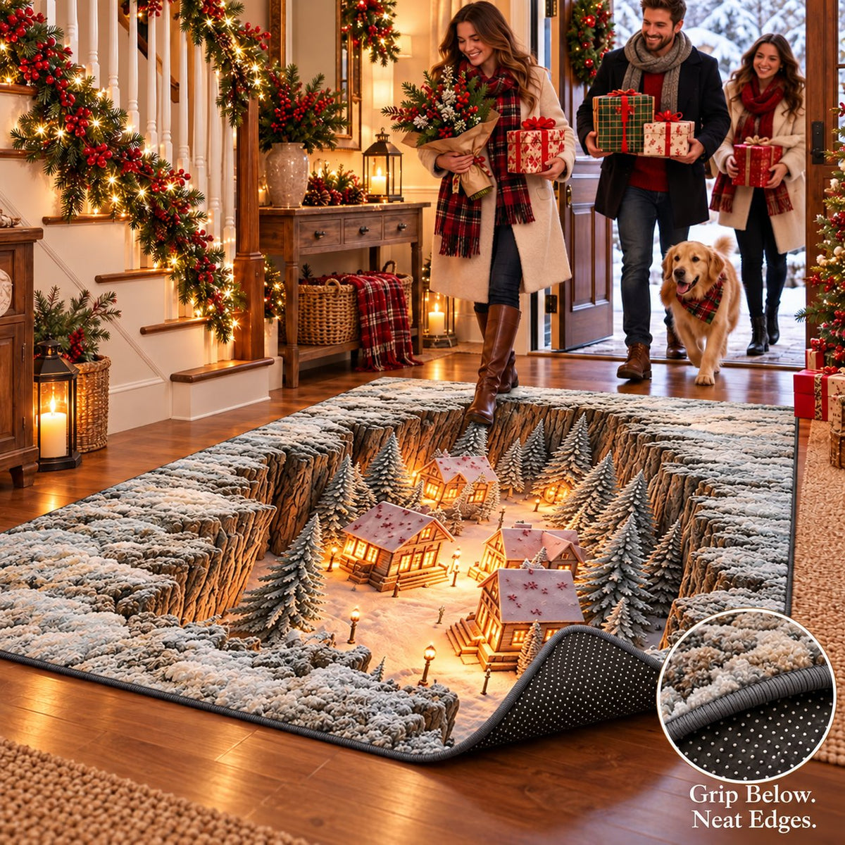 🌨️ Optical Illusion Christmas Scene Rug | Bring A Hidden Winter Village To Your Floor