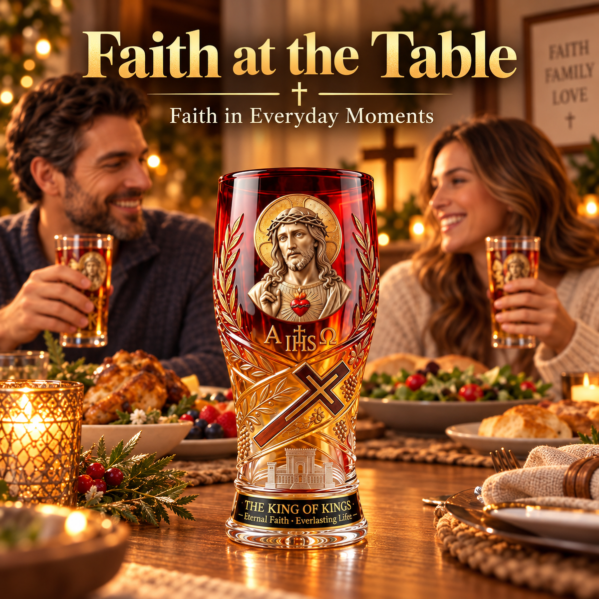 ✝️ King of Kings 16oz Christian Pint Glass – Faith-Inspired Gift
