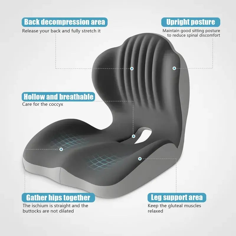 ❤️Ergonomic Memory Foam Seat Cushion with Lumbar & Back Support, Relieves Back Pain, Reduces Pressure
