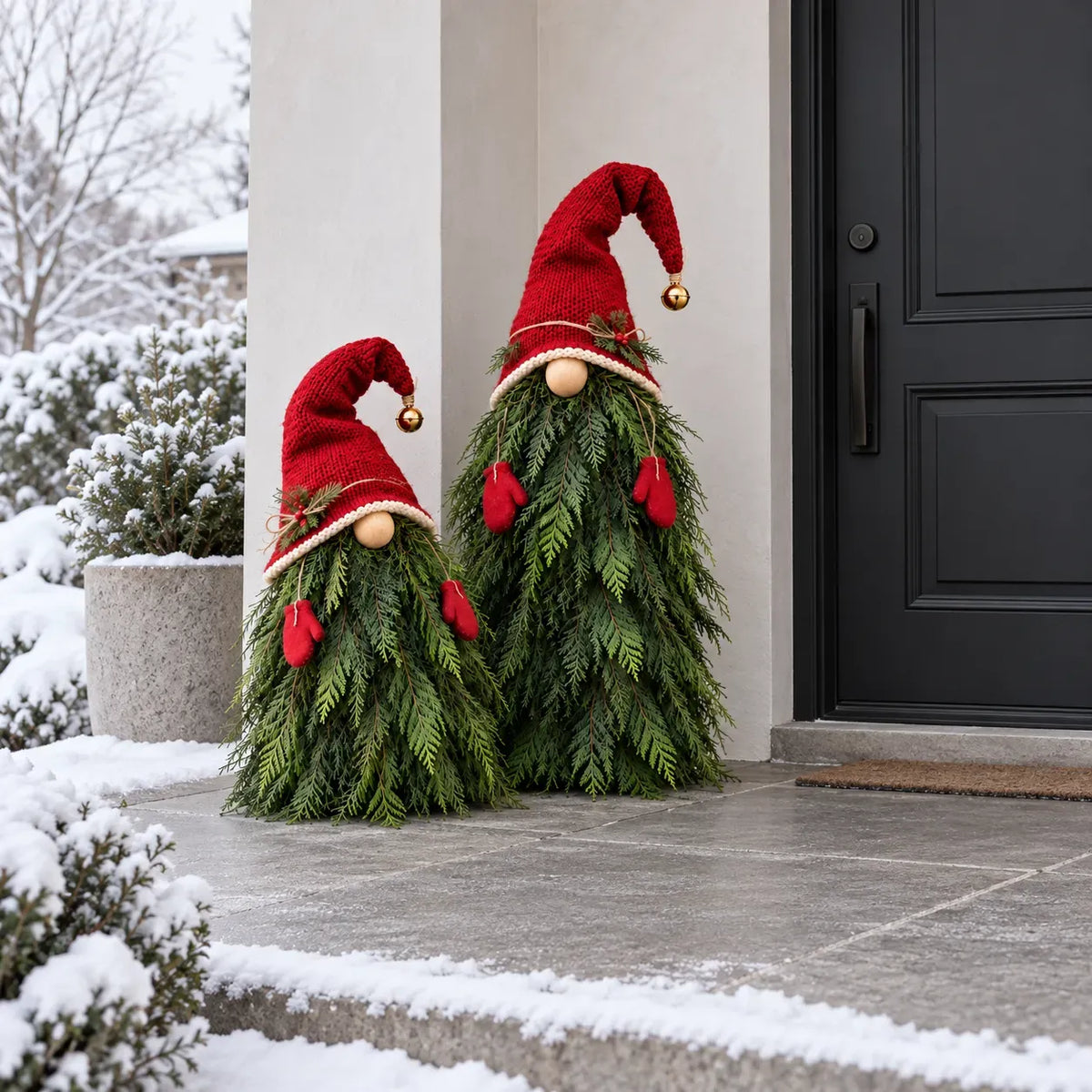 🎄 2-Piece Winter Gnome Porch Decor Set – Evergreen Beard Entryway Decorations
