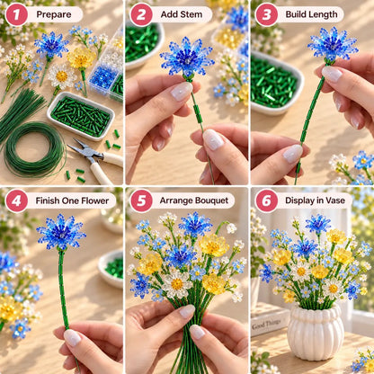 ⏳ Last Day 49% OFF –🌼✨DIY Beaded Wildflower Bouquet Kit – Handmade Crystal Flower Craft Set🌸✨