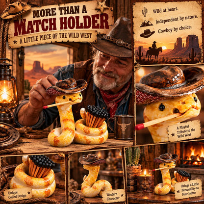 🤠 Funny Cowboy Rattlesnake Match Holder – Rustic Western Décor & Unique Gift