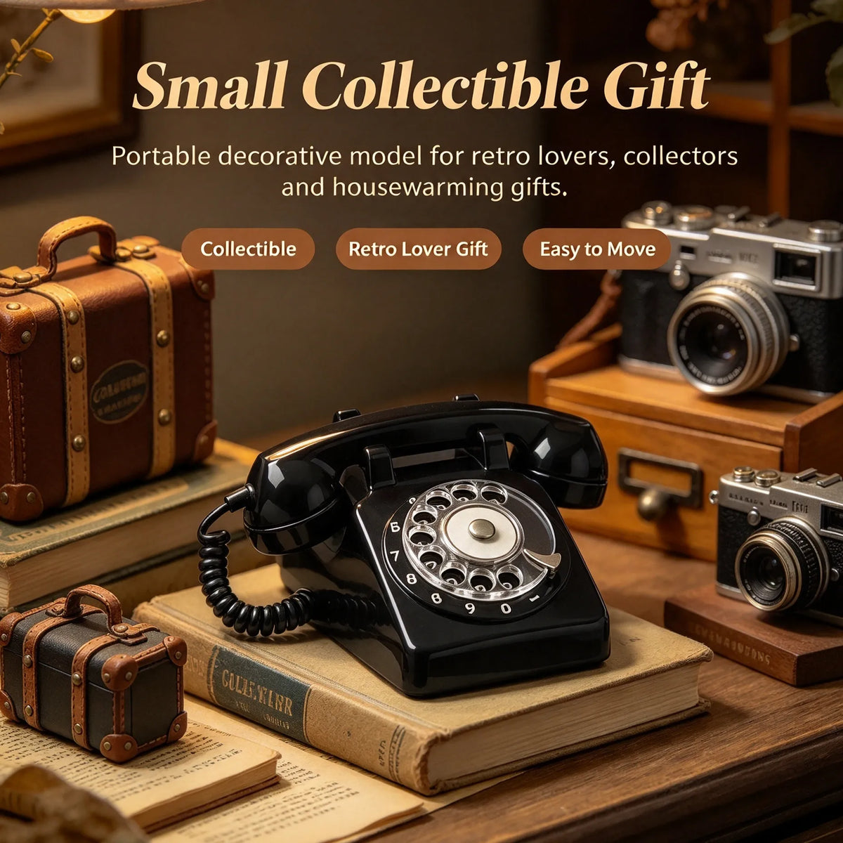 Mini Antique Rotary Phone Replica, Mini Retro Rotary Dial Desk Telephone