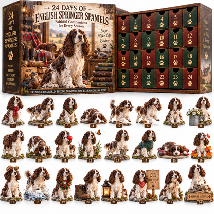 🐕🐾24 Days of English Springer Spaniel Adventures –24 Unique Collectible Dog Figurines