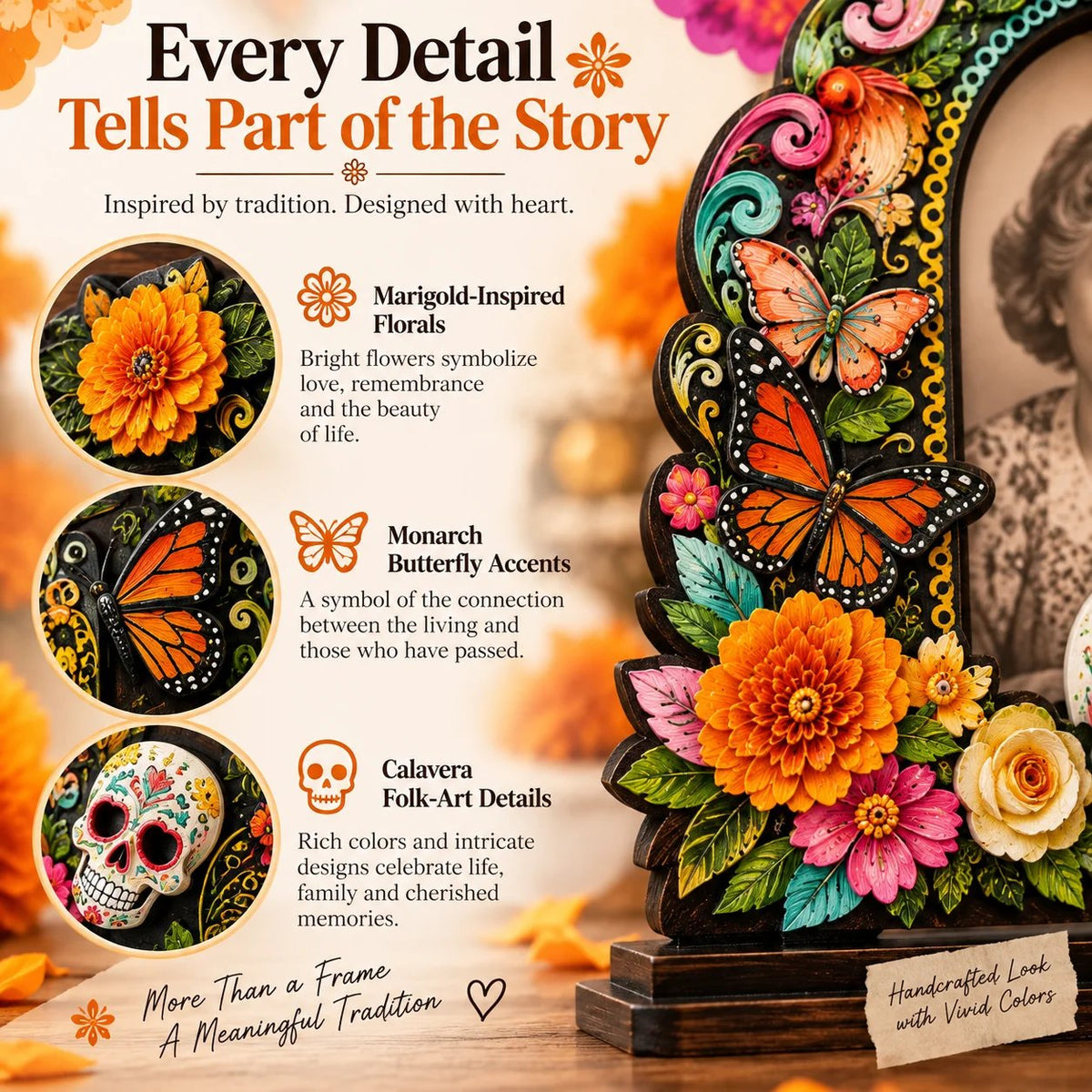 💀🕯️ Last Day 49% OFF – Day of the Dead Memorial Decor | 6-Piece Wooden Photo Frame Set