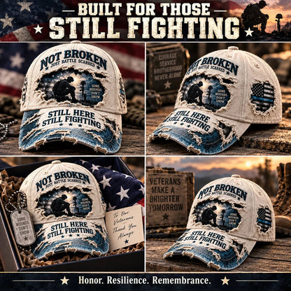 💙Veteran Mental Health Awareness Cap – PTSD Support 3D Embroidered Washed Cotton Denim Baseball Hat