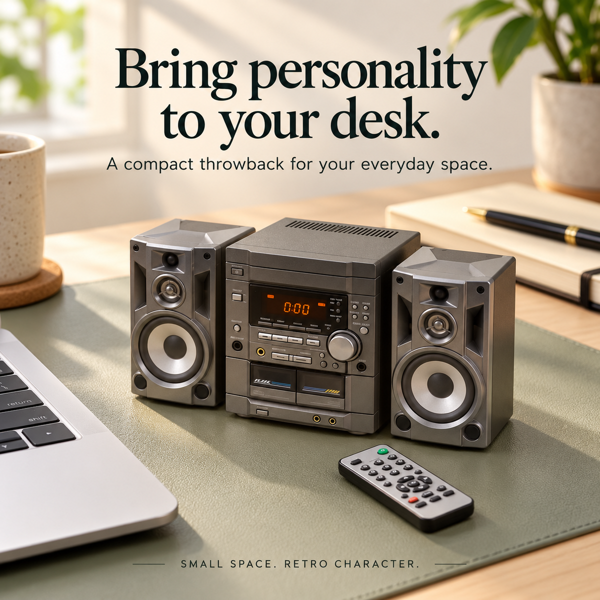🎵✨ Mini Retro Stereo Sound System – Vintage-Style Audio Player with Dual Speakers, Digital Display & Remote Control | Classic Desktop Music Setup 📻