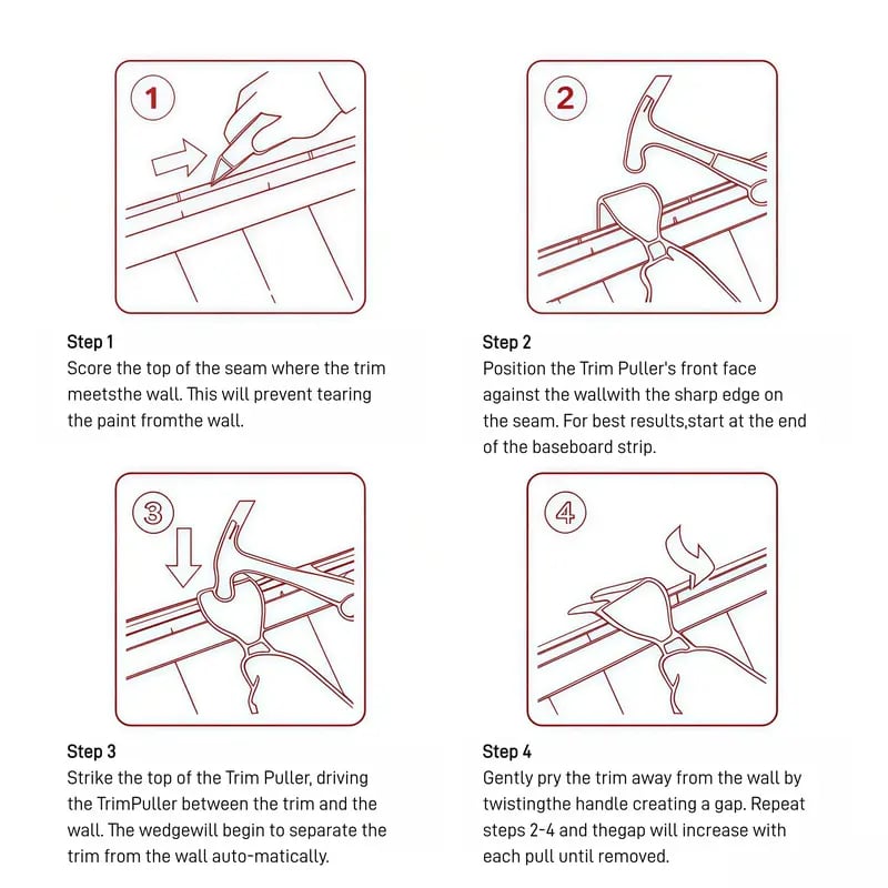 🌟✨ Heavy Duty Trim Puller Tool, Baseboard & Molding Removal Pry Bar 🛠️
