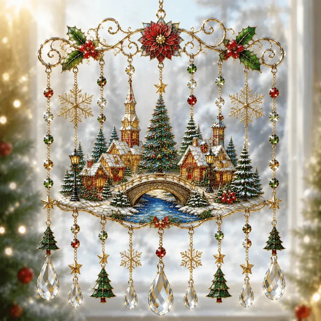 Handmade Christmas stained window decorations