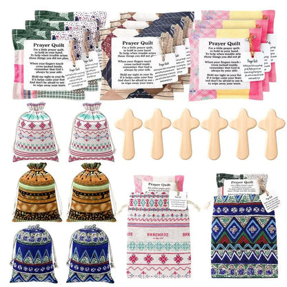⏰ LAST DAY 49% OFF - 🎁 Pocket Prayer Quilt Set | Mini Handmade Prayer Blankets with Cross & Drawstring Bag Christian Gifts ✝️