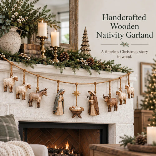 🎄 Handcrafted Wooden Nativity Garland – Bring the Christmas Story Home ✨