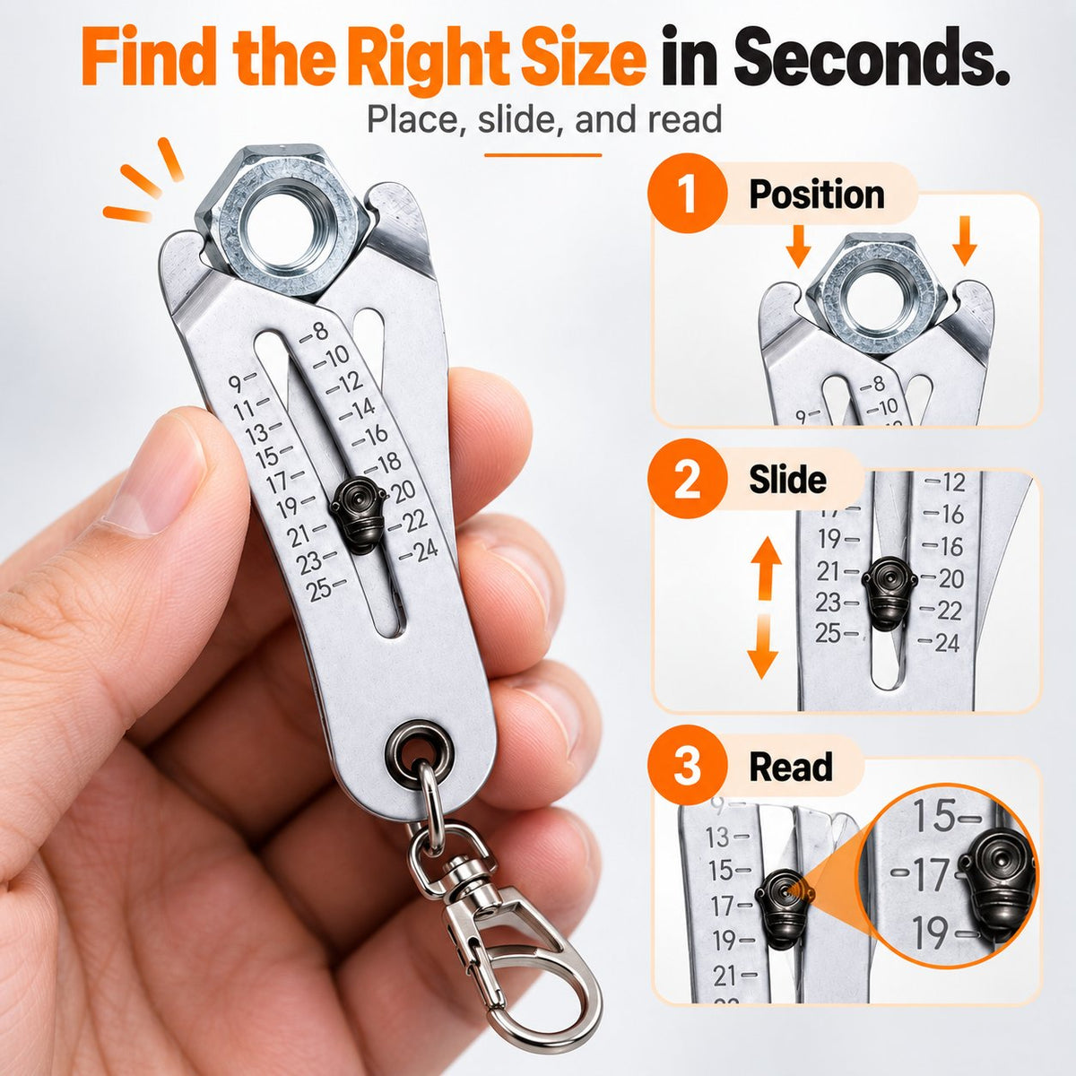 💯🔧 Portable Nut & Bolt Size Gauge