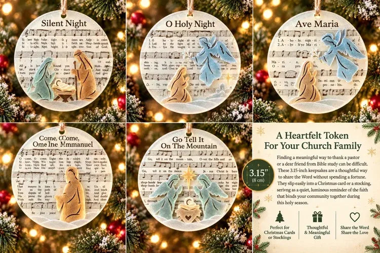 🎶✝️ Sea Glass Christmas Hymn Ornaments