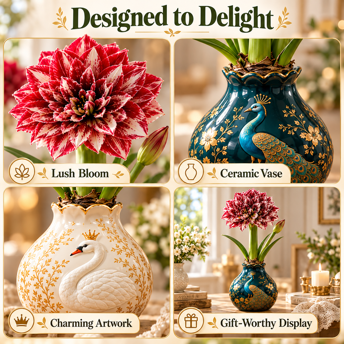 🌱Grow Your Own Amaryllis – Blooming Gift Pot with Decorative Animal Vase