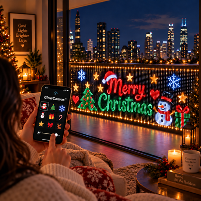 🎅💡GlowCanvas™ Smart Christmas Curtain Lights – App-Controlled DIY Animated LED Display