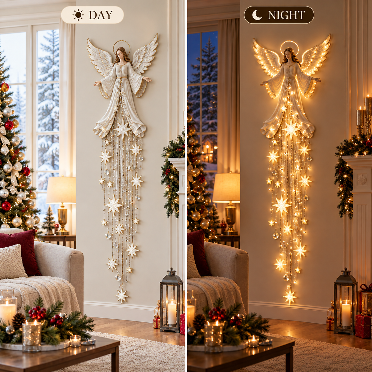 ✨✨Last Day 49% OFF✨ Angel Blessing Starfall Wall Light™ – Heavenly Christmas Wall Decor