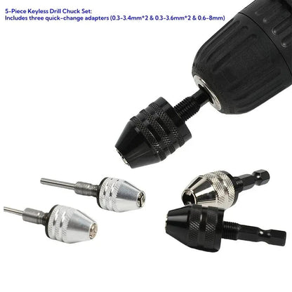 2-Piece Keyless Drill Chuck Adapter Set – 1/4′′ Hex Quick Change (0.3-8mm) for Impact Drivers & Power Tools
