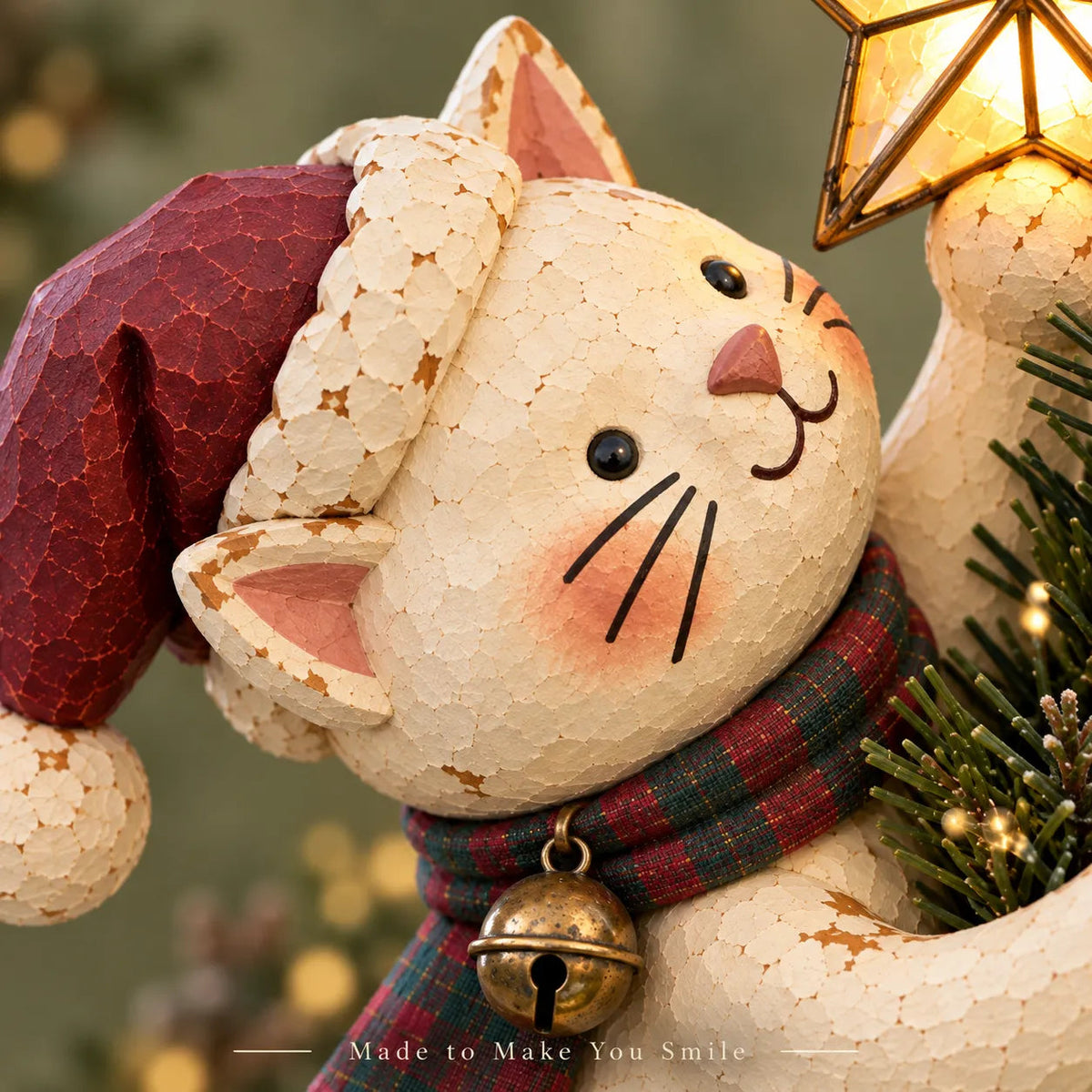 🐱 Light-Up Christmas Cat Tree Topper – Cute Climbing Kitty Holding a Glowing Star ⭐🎄