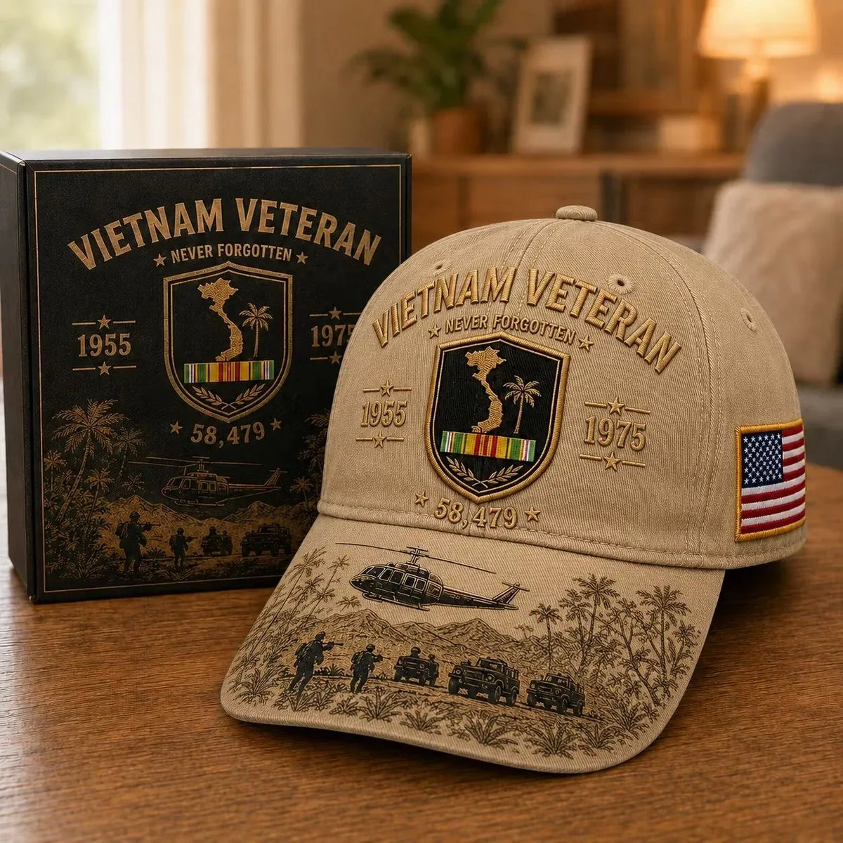 ⭐️Vietnam Veteran Never Forgotten 1955–1975 Commemorative Cap 🇺🇸