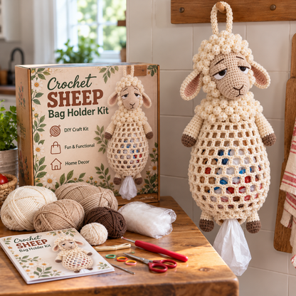🔥 Crochet Animal Bag Holder DIY Kit – Cute & Functional Hanging Storage Craft Kit 🧶