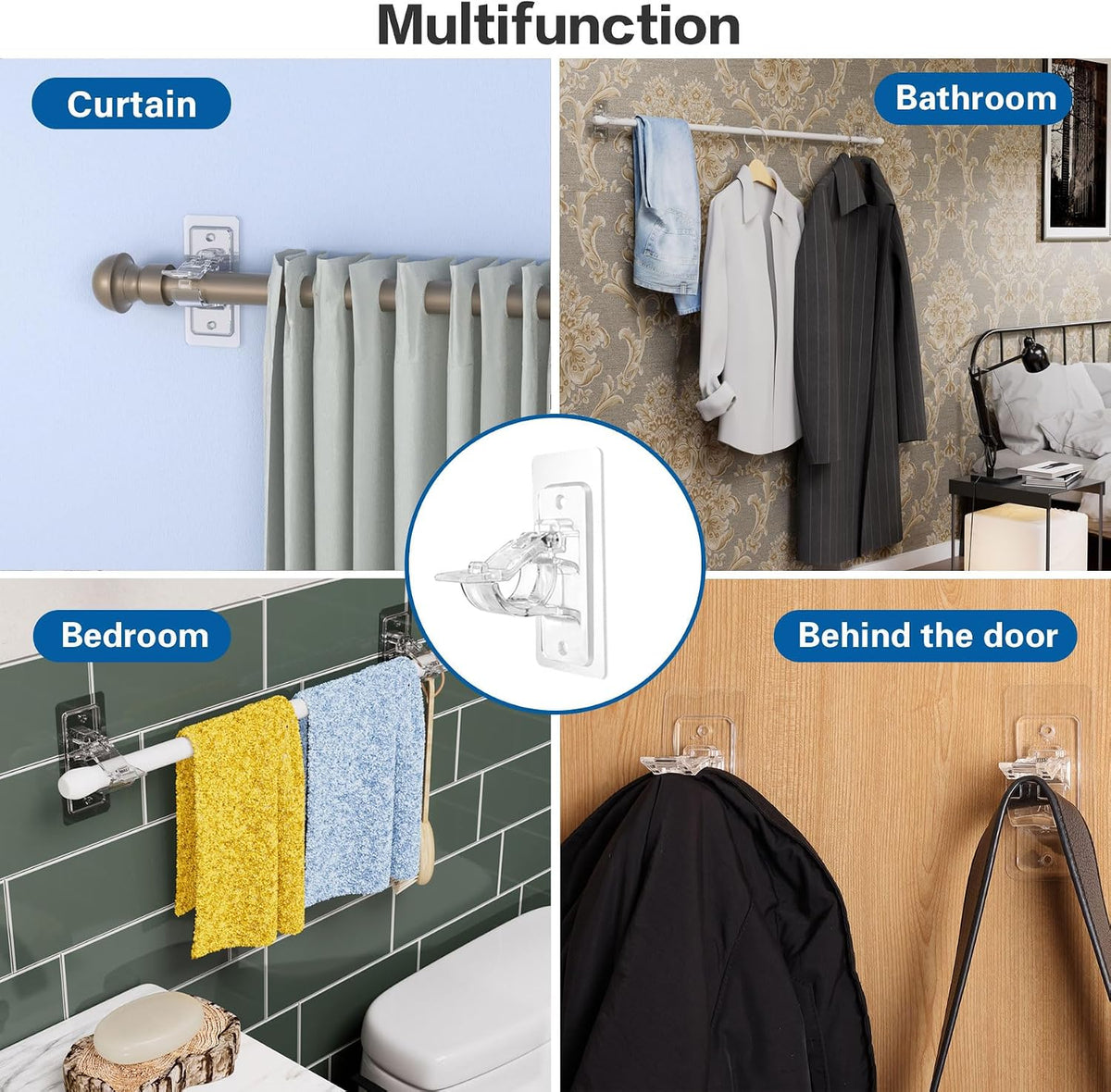 🏡✨ No-Drill Curtain Rod Brackets – Self-Adhesive Wall Mount Holders for Easy Window Decorating 🪟