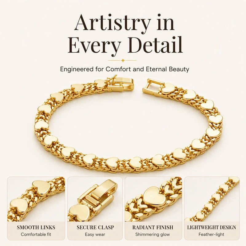 💛49% OFF! ✨Women’s Elegant Heart Link Bracelet – Delicate Charm, Timeless Design & Comfortable Fit 💝