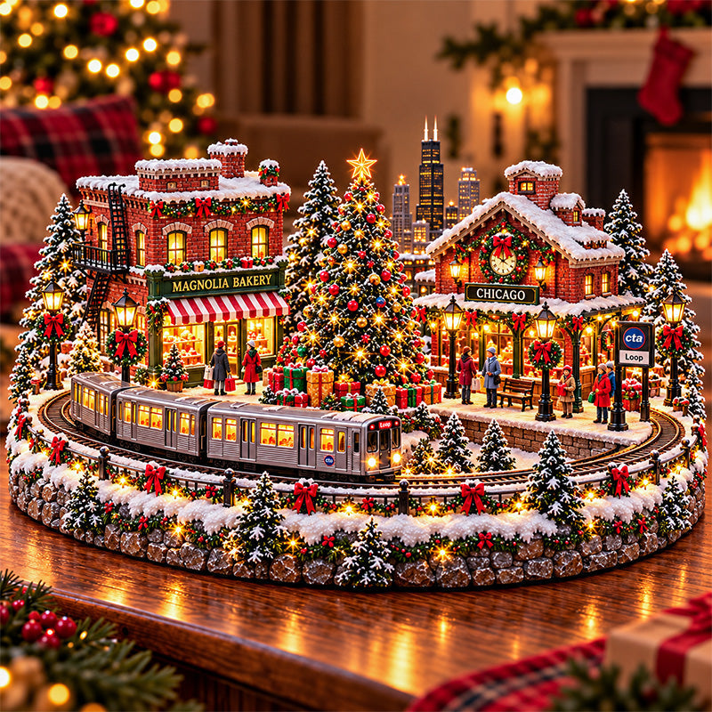 🚋🎄 Christmas City Railway  – Lighted San Francisco Cable Car & Chicago Train Holiday Scenes