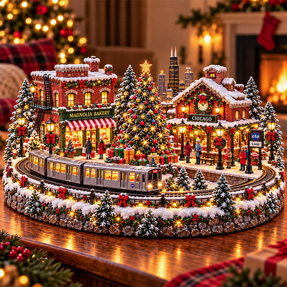 🚋🎄 Christmas City Railway  – Lighted San Francisco Cable Car & Chicago Train Holiday Scenes