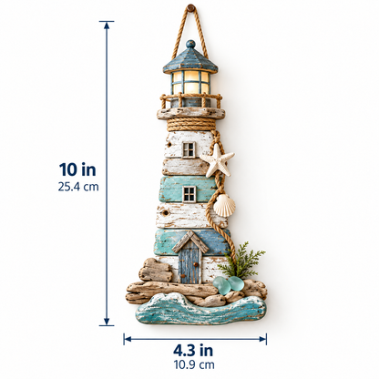 Coastal Driftwood Lighthouse Wall Decor 🌊🗼 – Rustic Seaside Home Accent
