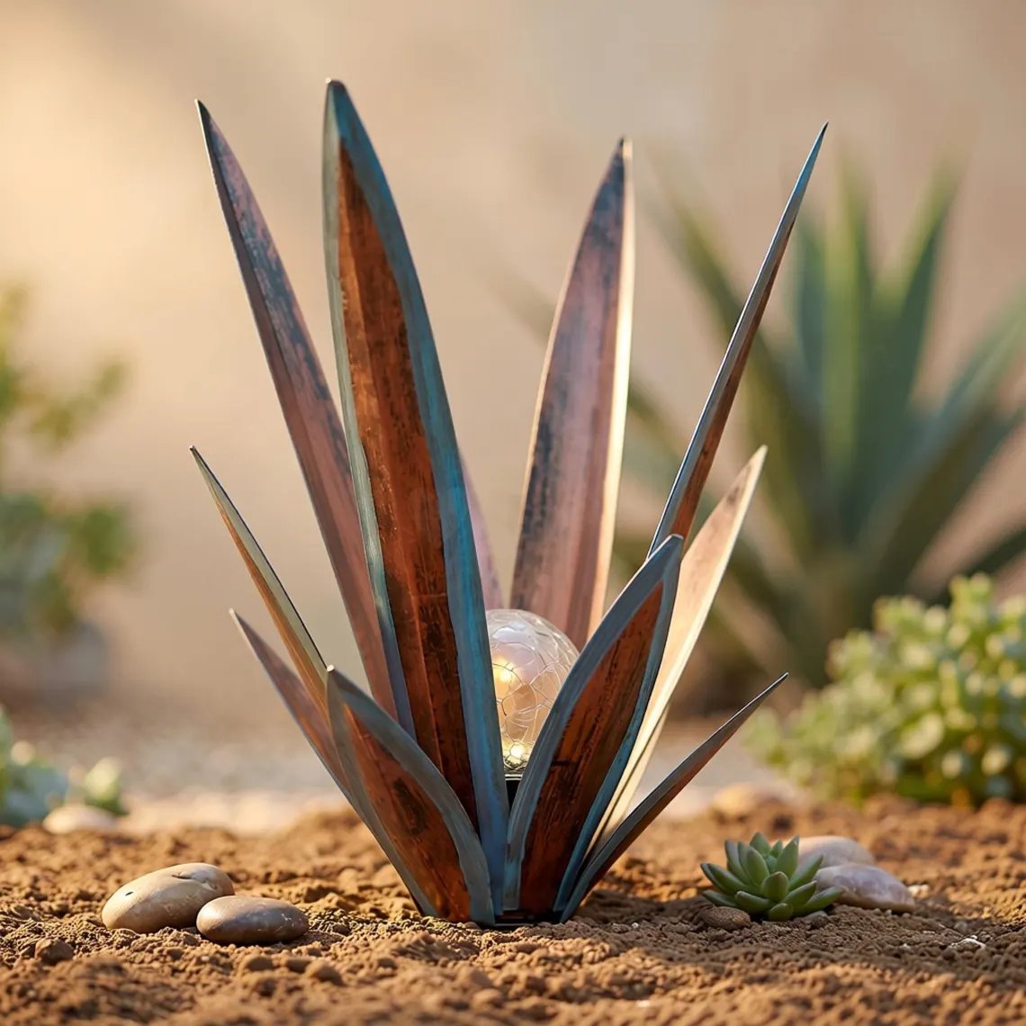 Glowing Solar Agave Garden Light