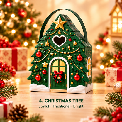 Christmas Cottage Gift Box with Handle – Festive House-Shaped Holiday Packaging